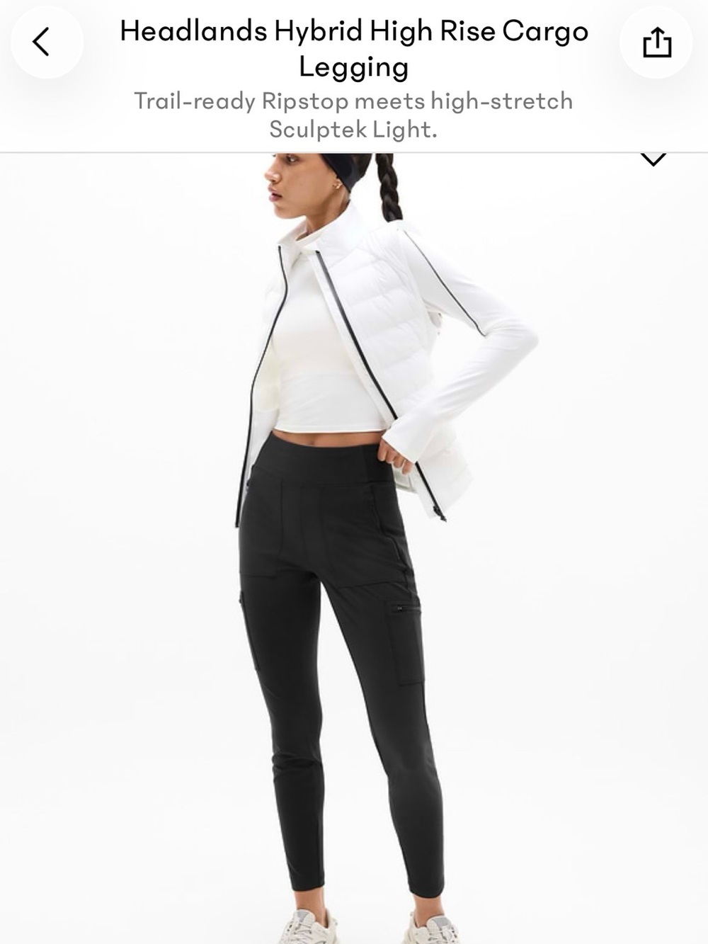 Athleta Black Headlands Hybrid High-Rise Cargo Leggings